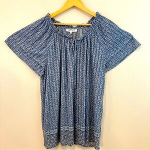 Rose + Olive | Blue Flowey Top